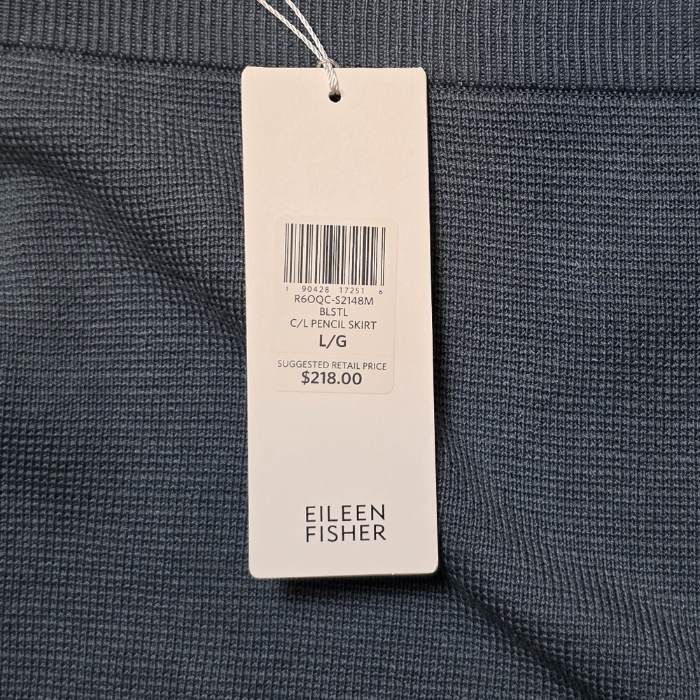 NWT Eileen Fisher Women's Silk Organic Cotton Midi Pencil Skirt Large - Picture 7 of 8